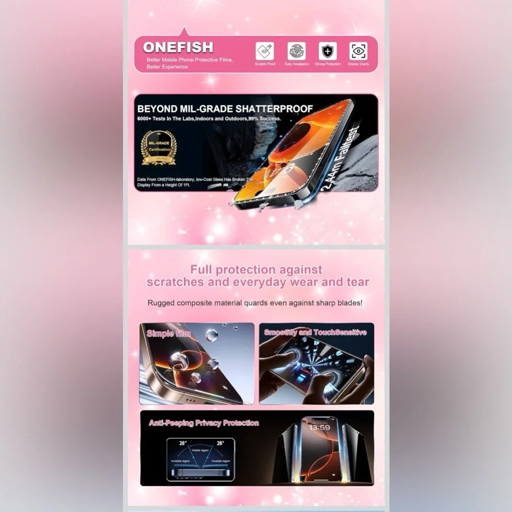Pink Tempered Glass Screen Protector - Picture 5 of 6